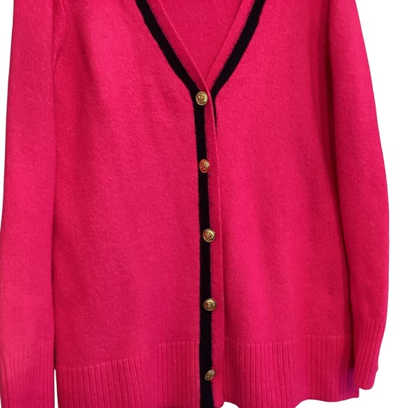 Crown & Ivy Women's Pink Black Trim V-Neck Button Cardigan Sweater Size L - Picture 3 of 5